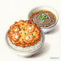 海鮮かき揚げ天丼（1人前）藪そばセット（温）
