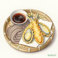 牡蠣と秋刀魚の秋味天ぷらと（冷）（1人前）藪そば