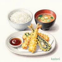 牡蠣と秋刀魚の秋味天ぷら定食（小鉢のしょうゆ除く）