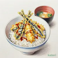 牡蠣と秋刀魚の秋味天丼（みそ汁付き）