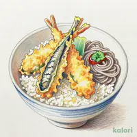 牡蠣と秋刀魚の秋味天丼(冷)(1人前)藪そばセット