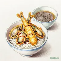 牡蠣と秋刀魚の秋味天丼（冷）（小）藪そばセット