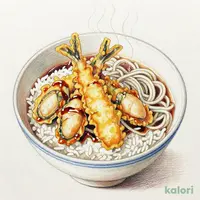 牡蠣と秋刀魚の秋味天丼（温）（1人前）うどんセット