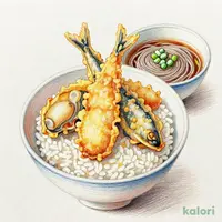 牡蠣と秋刀魚の秋味天丼(温)(小)藪そばセット