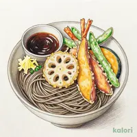 野菜天ぷらと藪そば（冷）