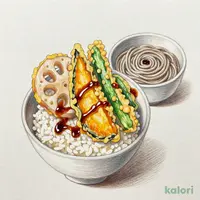 野菜天丼（小）そばセット（冷）