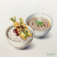 野菜天丼（小）そばセット（温）