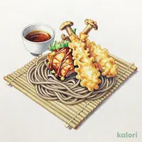 鶏と舞茸の天ぷらと藪そば（冷）