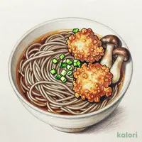 鶏と舞茸の天ぷらと藪そば(温)