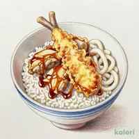鶏と舞茸の天丼（1人前）うどんセット（冷）