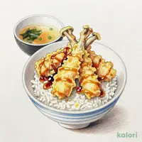 鶏と舞茸の天丼(みそ汁付き)