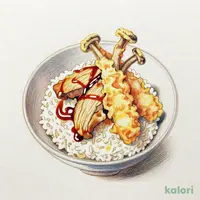 鶏と舞茸の天丼（小）藪そばセット（冷）
