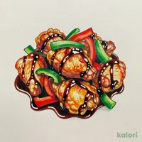 鶏もも唐揚げと彩野菜の黒酢餡かけ