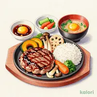 "すき焼き風"月見ハンバーグ御膳