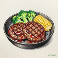 "牛肉100%!!" 弾丸ハンバーグ