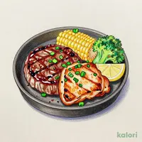 "牛肉100%!!" 弾丸ハンバーグ&ねぎ塩レモンチキン