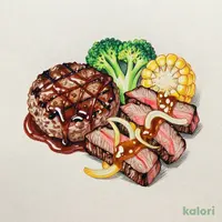 ハンバーグ&赤身カットステーキ