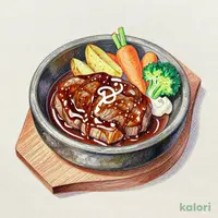 Stone-Grilled Hamburger Steak (Rich Demi-Glace Sauce)