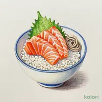ミニサーモン丼と季節そば(紫蘇そば)
