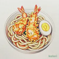 冷えび天温玉うどん