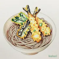 柚子切りそば・活〆穴子と野菜天ぷら