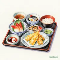 Ryugu-no-Zen (Sashimi, Tempura, Grilled Fish, and Rice Set)