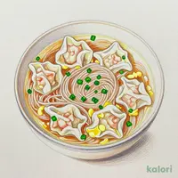 なめらかな食感のワンタン スープ春雨