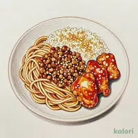 ガッツリ飯×ガッツリ飯 ジャージャー麺&にんにく焼きめし風とヤンニョムチキン