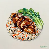五目ごはんと鶏肉の黒酢あん