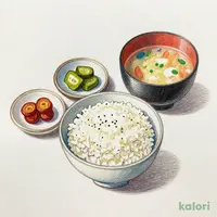 ごはんセット(ごはん・味噌汁・漬物・お惣菜2種)