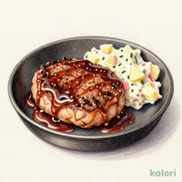 チキンハンバーグステーキ-ポテトサラダ添え-