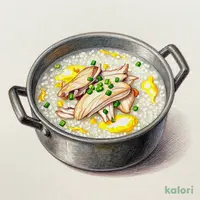 釜で食べるとり雑炊