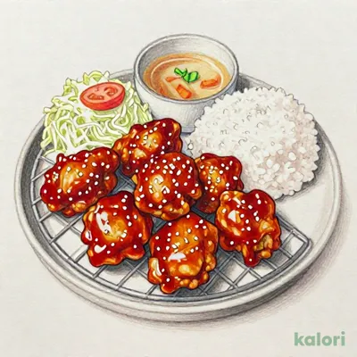 ヤンニョムチキンからあげ定食（7個）