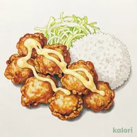 玉子たっぷりタルタルソースからあげ定食（9個）