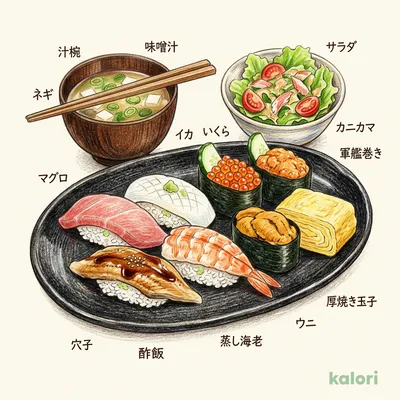 おすすめ握りランチ（味噌汁・サラダ付）