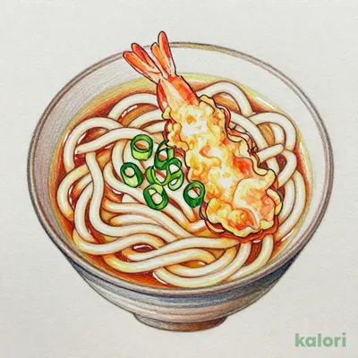 温かい海老天うどん