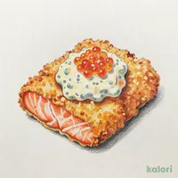 ふくいサーモンのレアカツ いくらのっけ自家製タルタルソース