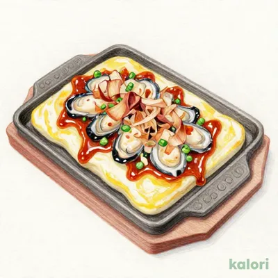 牡蠣のイカゴロ鉄板ねぎ焼き