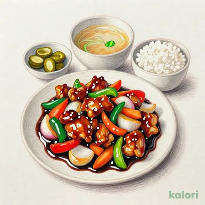 鶏と野菜の黒酢炒め定食