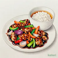 鶏肉と野菜の黒酢炒め定食