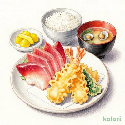 お刺身と天ぷら定食