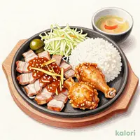 岩中ポークの鉄板生姜焼きとから揚げの合い盛り定食