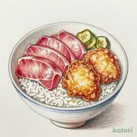 海鮮三色丼と唐揚げセット