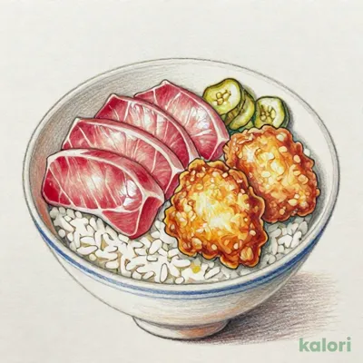 海鮮三色丼と唐揚げセット