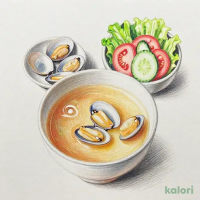 Eセット あさり味噌汁 野菜サラダ