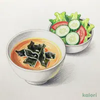 ばらのり味噌汁野菜サラダ