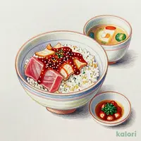 まぐろとアジのピリ辛丼