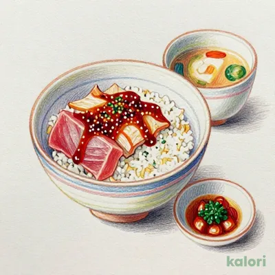まぐろとアジのピリ辛丼