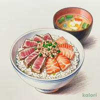 まぐろサーモンねぎとろ丼(味噌汁付き)