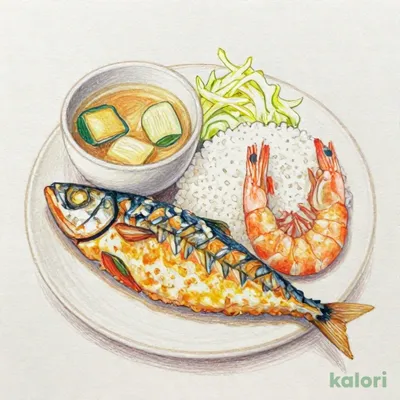 アジフライとエビフライ定食